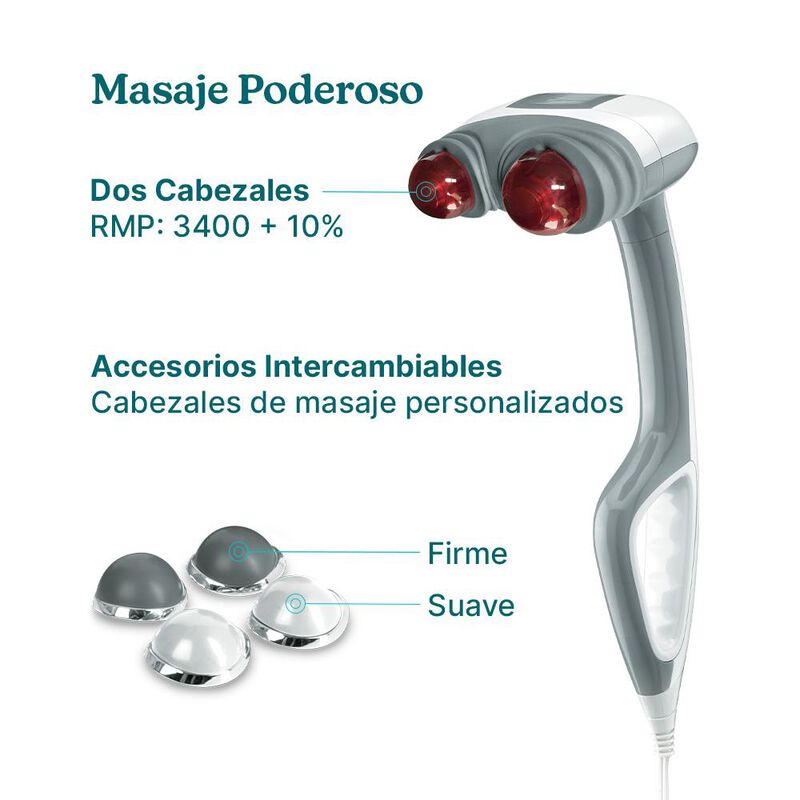 Masajeador de Mano Homedics con Doble Cabezal c... image number null