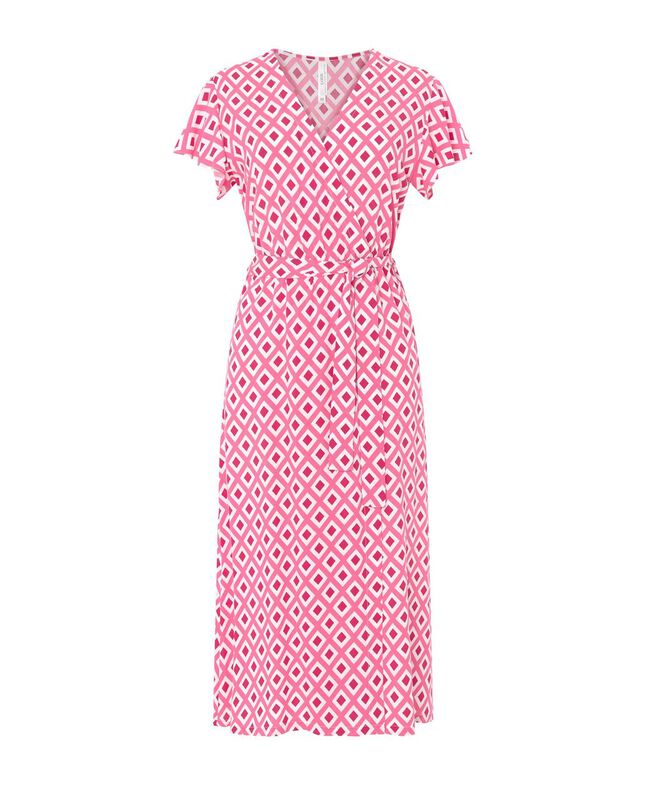 Vestido Cruzado de Rombos Rojo image number null