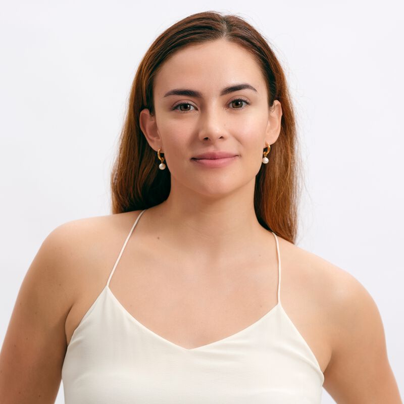 Aretes Mujer Con Perlas Colgantes Luckyly, Arra... image number null