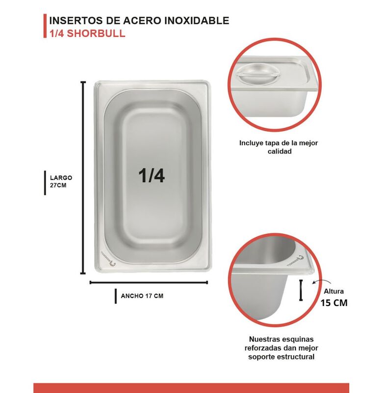 Inserto acero inoxidable 1/4 15cm con tapa Shor... image number null