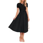 Vestido Zesica de Punto con Cintur&oacute;n, Plisado y L&iacute;nea A - Negro