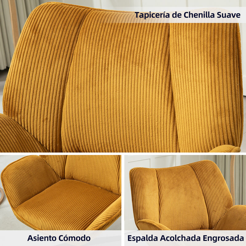 Silla Giratoria Ajustable Con Brazos, Tela Pana... image number null