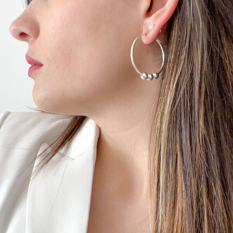 Arracadas Medianas De Plata Con Bolitas image number null