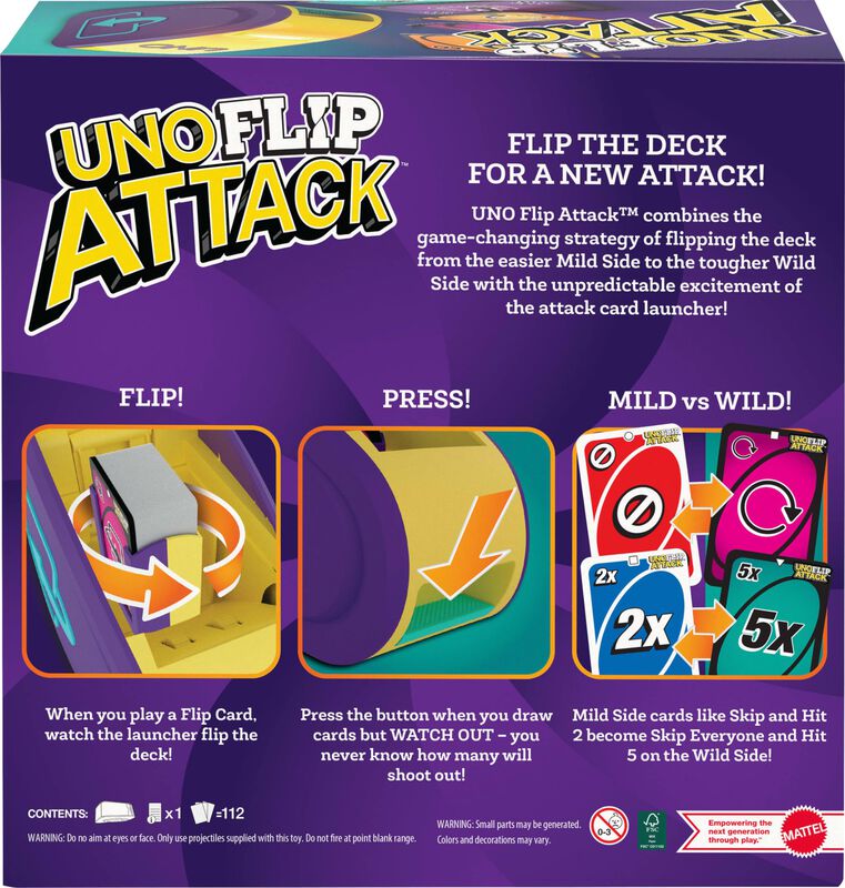 Juego De Cartas Mattel Games Uno Flip Attack Pa... image number null