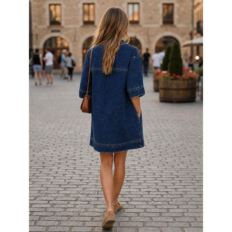 Vestido Camisa Denim Fisoew Cuello V Mini - Azu... image number null