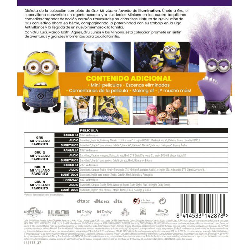 Gru 4. Mi Villano Favorito 1-4 [Blu-ray] (2024)... image number null