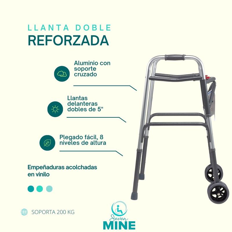 Andadera Bari&aacute;trica Soporta 200 KG Con Llantas ... image number null
