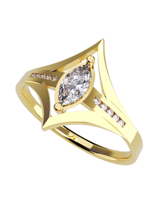 Anillo de Compromiso en Oro Amarillo 14K con Ci... image number null