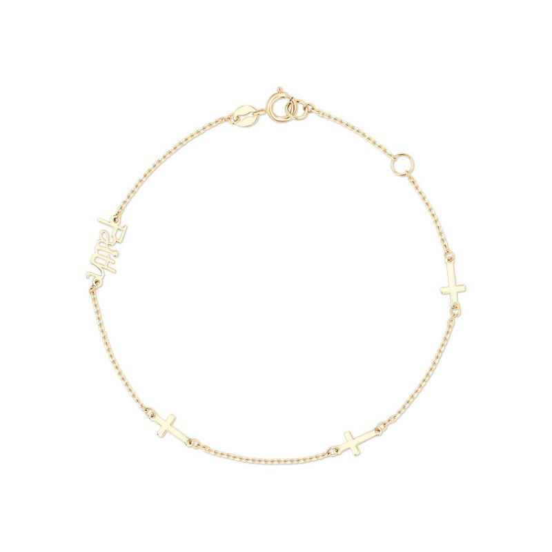 Pulsera De Oro Amarillo 14K Con Cruces (Faith) ... image number null
