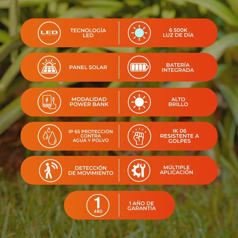 L&aacute;mpara Solar Led 10 W Luz Fr&iacute;a Power Bank Sens... image number null