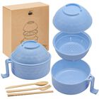 Cocinador De Ramen Romooa 940 ml Azul Claro Con Utensilios
