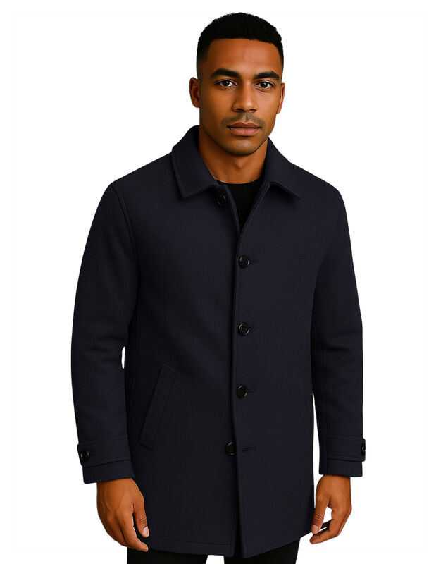 Abrigo Largo Hombre Gamuza Premium Negro Roosev... image number null