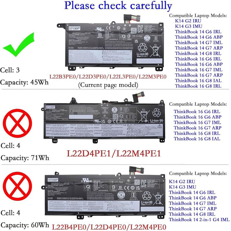 Bater&iacute;a Para Port&aacute;til Epyobw L22m3pe0 45wh 11.5... image number null