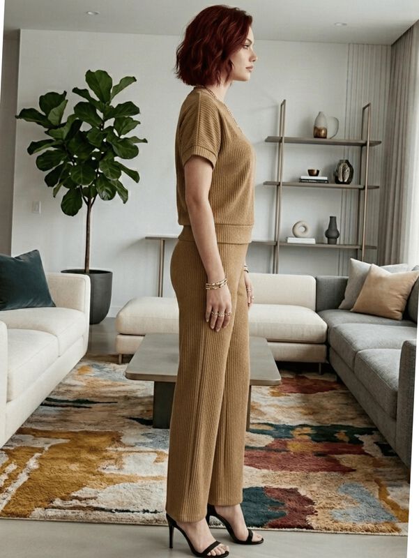 Conjunto Pantalon Y Blusa Malabis Conj-0183 Caf... image number null