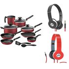 Bater&iacute;a de Cocina Tramontina 13 Pzas Rojo Granito + Aud&iacute;fonos de Regalo MH-5026 Rojo o Negro end