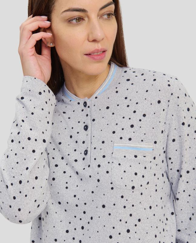 Pijama de Mujer con Estampado de Lunares Gris image number null