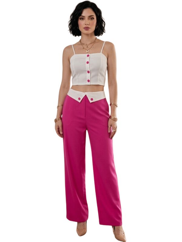 Conjunto 2 Piezas Top Con Botones Y Pantal&oacute;n Ma... image number null