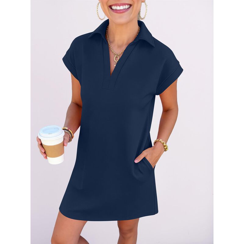 Vestido Anrabess Mini Escote V Mangas Cap, Azul... image number null