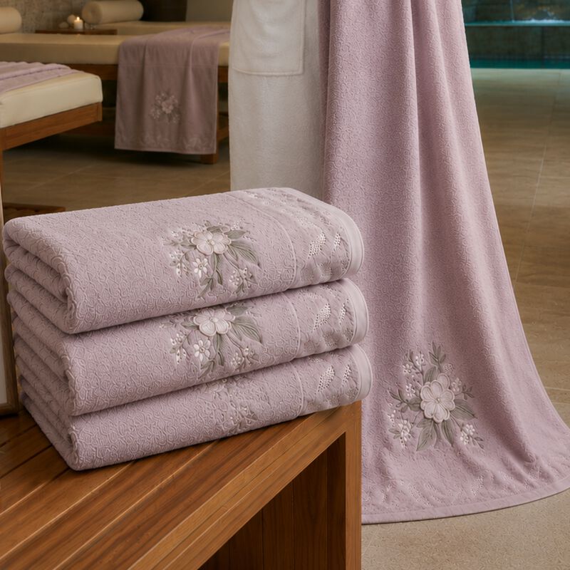 Set De 3 Toallas De Ba&ntilde;o Malva Premium 70x140 C... image number null