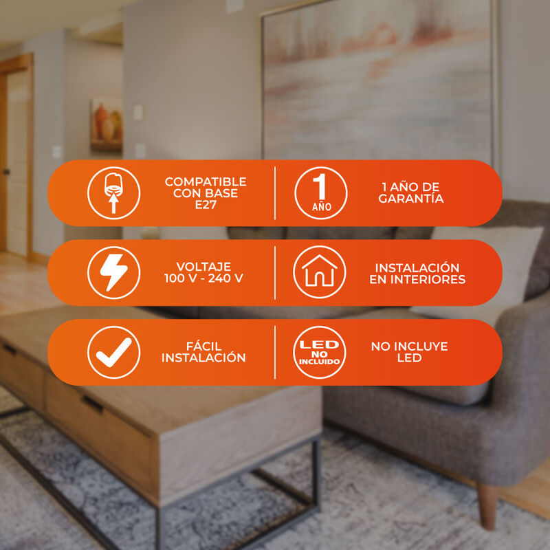 L&aacute;mpara Colgante Negro Mater/ Interior Dorado 8... image number null