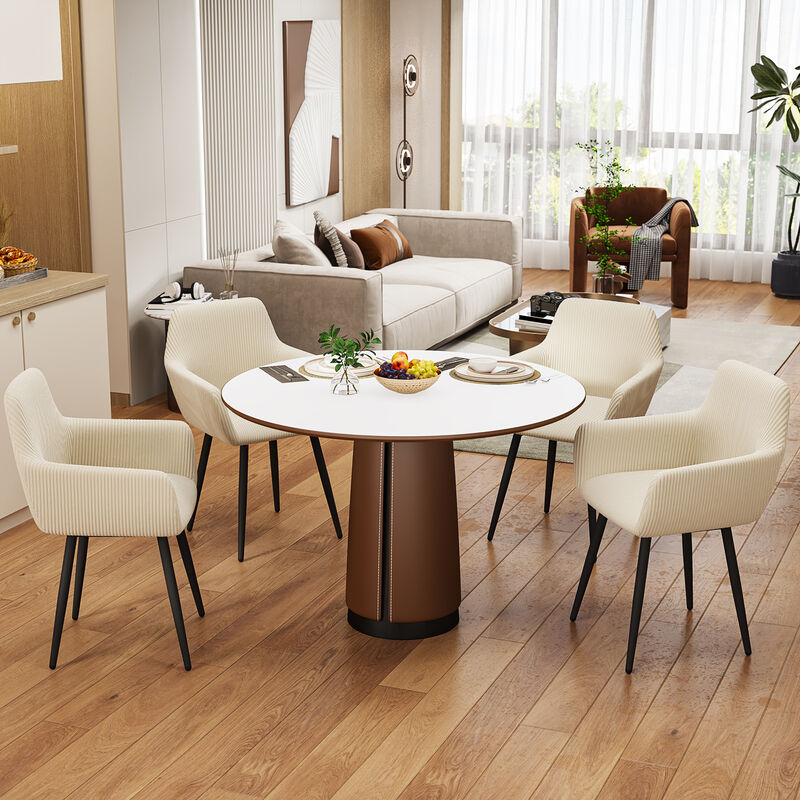 Set De 2 Sillas De Comedor Con Brazos, Tela Pan... image number null