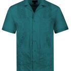 Camisa Omegatux Guayabera De Manga Corta Color Turquesa Talla Mediana