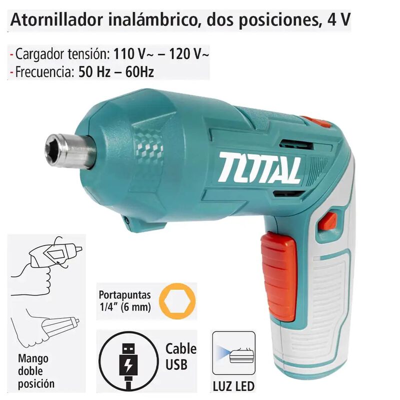 Atornillador Inal&aacute;mbrico, 4 V. Dos Posiciones, ... image number null