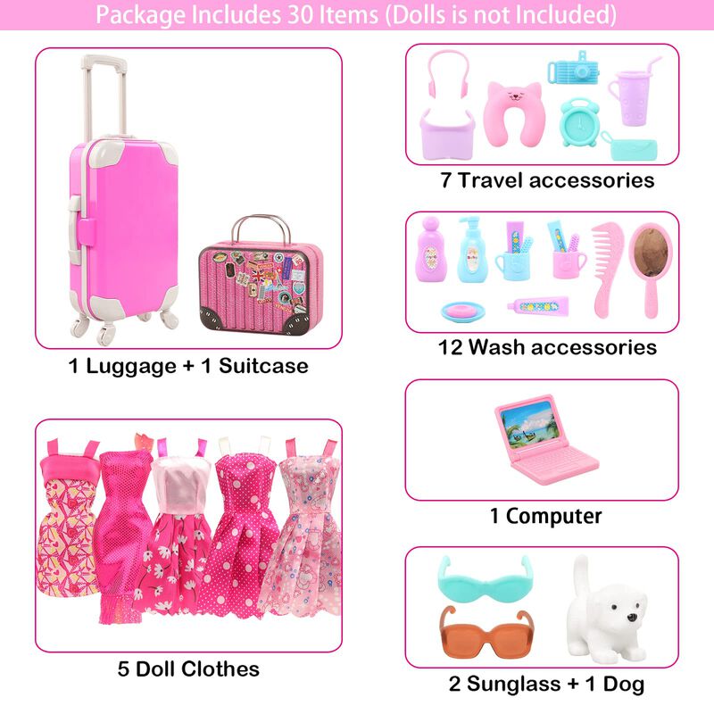 Maleta Para Mu&ntilde;ecas, Equipaje, Ropa De Viaje Pa... image number null