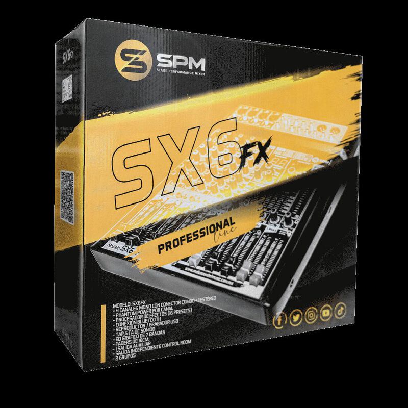 Mezcladora Sx6fx Melo 4 canales 1 est&eacute;reo c/ ef... image number null