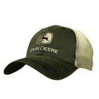 Gorro John Deere De Piel Al &Oacute;leo De Color Caqui Bordado En La Parte Trasera De Malla Para Hombre