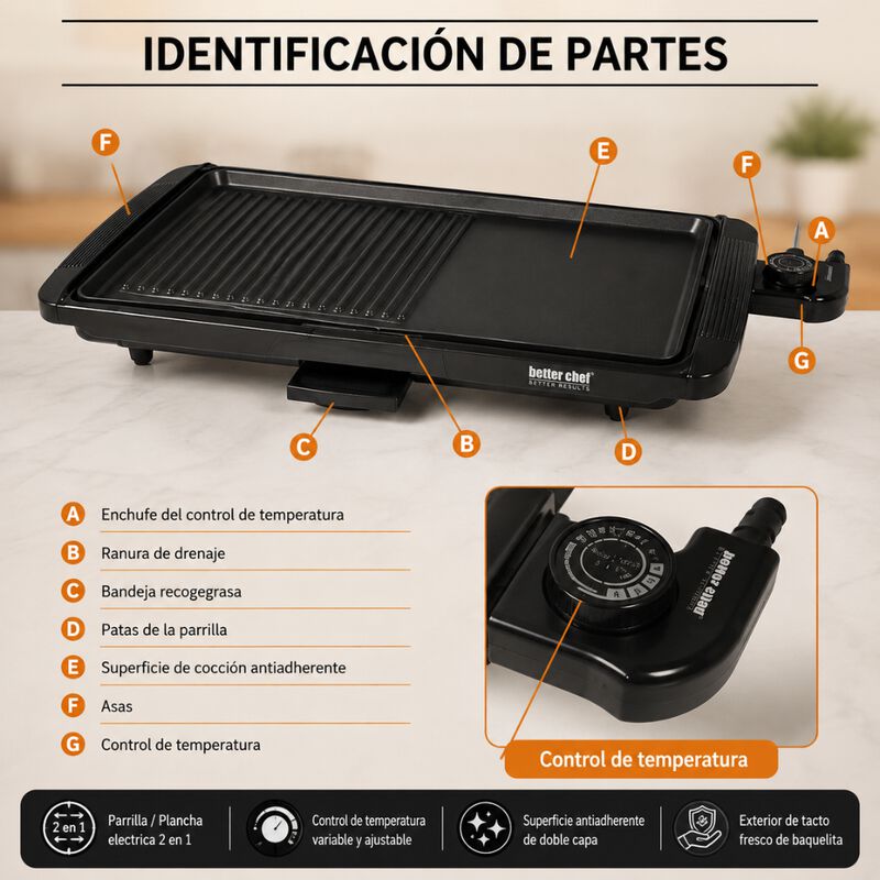 Parrilla Plancha El&eacute;ctrica Better Chef Multifun... image number null