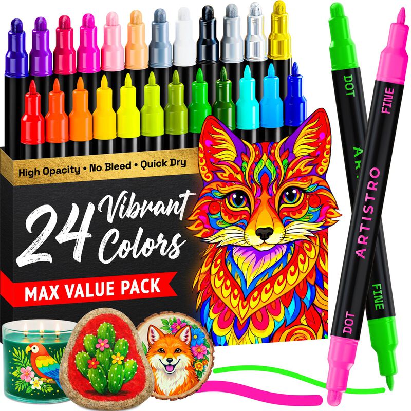 Marcadores De Pintura Artistro 24 Colores Doble... image number null