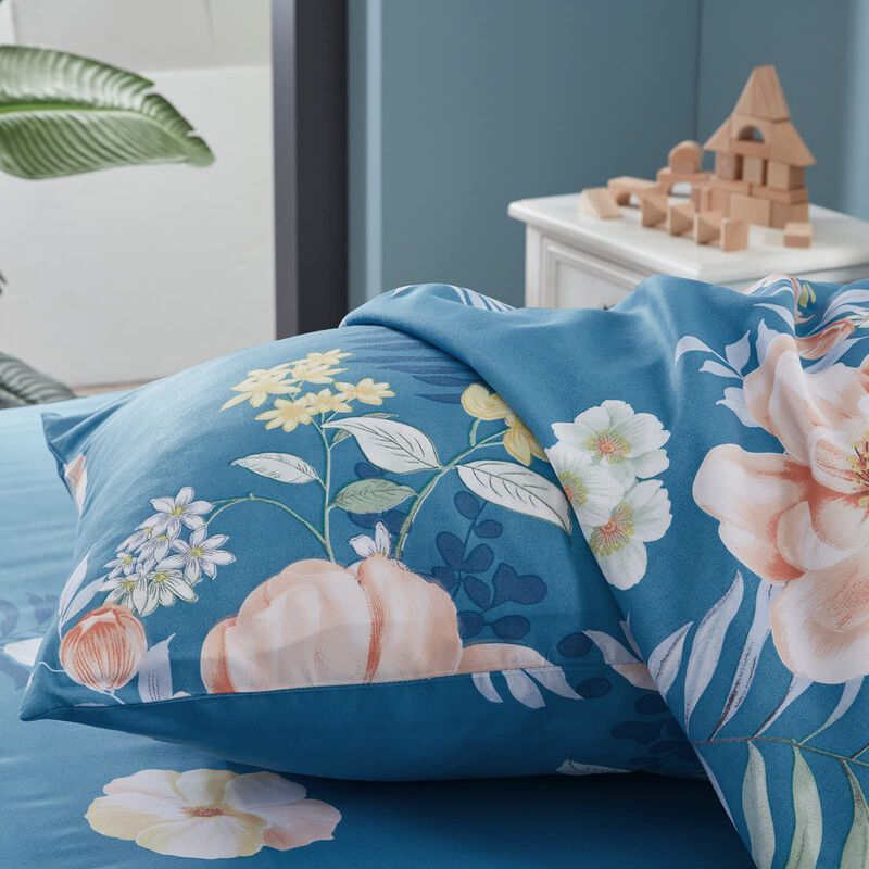 Juego De S&aacute;banas Homiest Twin Azul Con Estampad... image number null