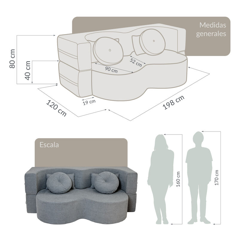 Sof&aacute; Espuma Alta densidad KANSO Light Grey 2 pl... image number null