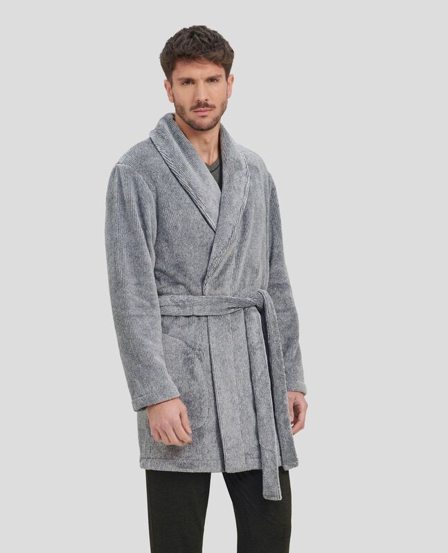 Bata Corta de Rayas Gris image number null