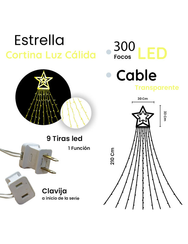 Estrella Con Cortina De Serie 300 Led Luz Calid... image number null