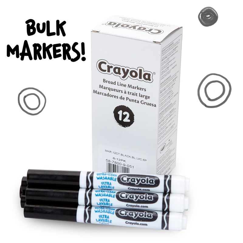 Rotulador Crayola, Lavable, Negro, 12 Quilates,... image number null
