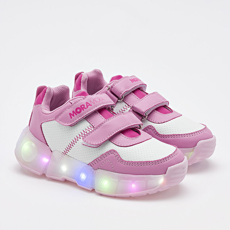 Moramora Tenis urbano para ni&ntilde;a rosa blanco fuc... image number null