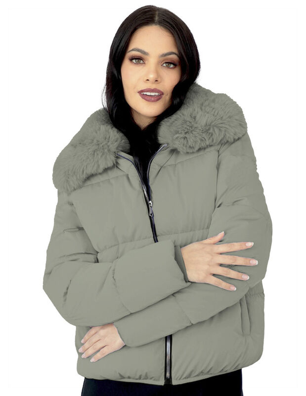 Chamarra Mujer Cuello Con Peluche Acolchada Ver... image number null