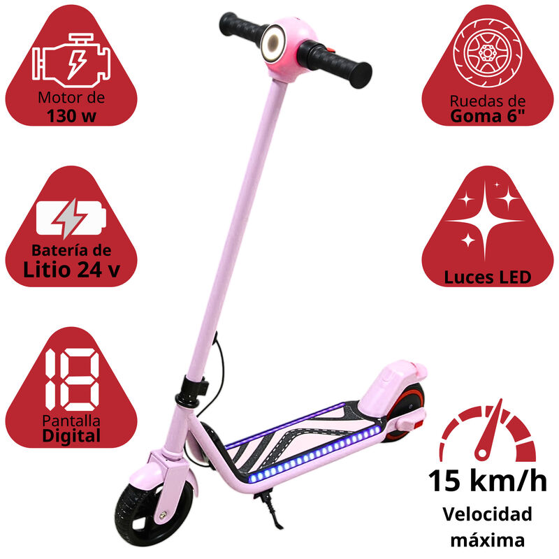 Scooter El&eacute;ctrico Para Ni&ntilde;os Con Luces Led Bate... image number null