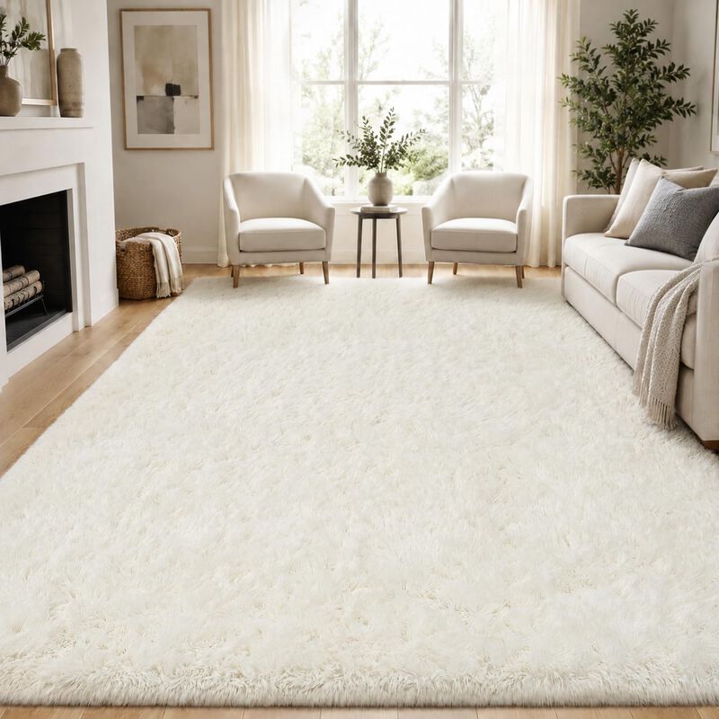 Alfombra Plhxfr 244x152 Cm Blanco Peludo Y Suav... image number null