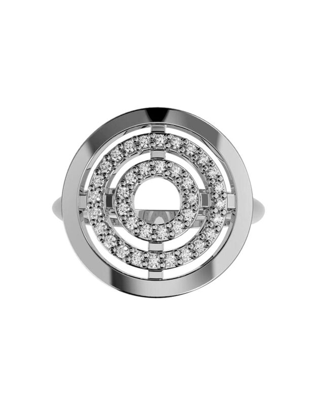 Anillo de Compromiso en Oro Blanco 10K con Circ... image number null