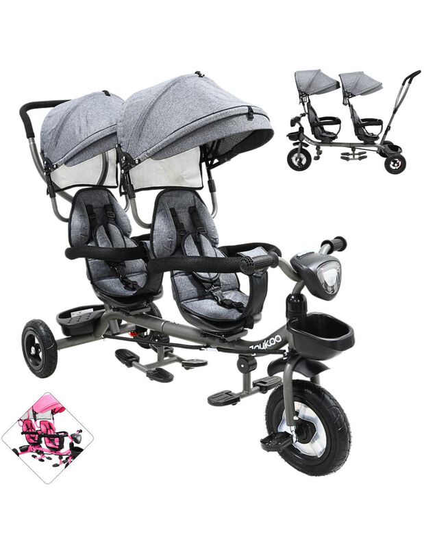 Triciclo Doble para Ni&ntilde;os Asiento Giratorio Gem... image number null