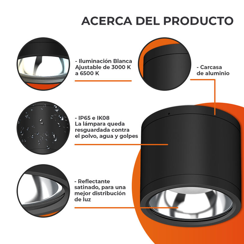 L&aacute;mpara Plaf&oacute;n Led Techo Luz Blanca Ip65 25ptll... image number null