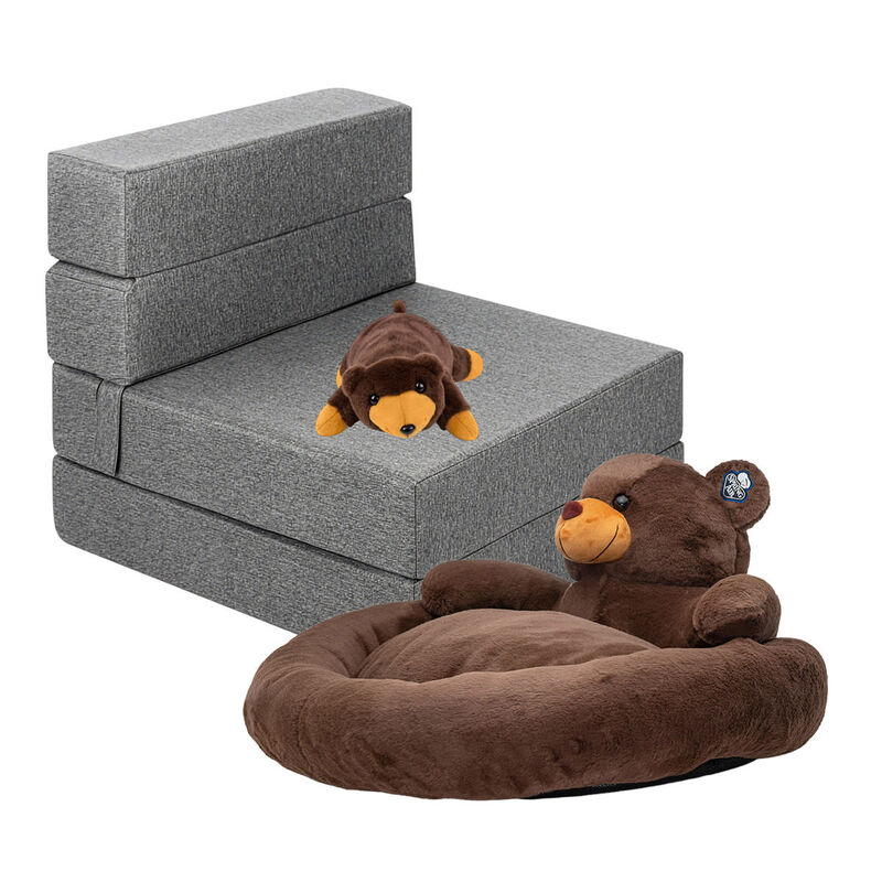 Sill&oacute;n Plegable Individual Gris Claro+ Cama par... image number null