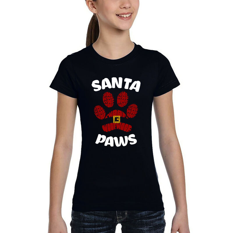 Camiseta Word Art Para Ni&ntilde;a - Santa Paws - Negr... image number null
