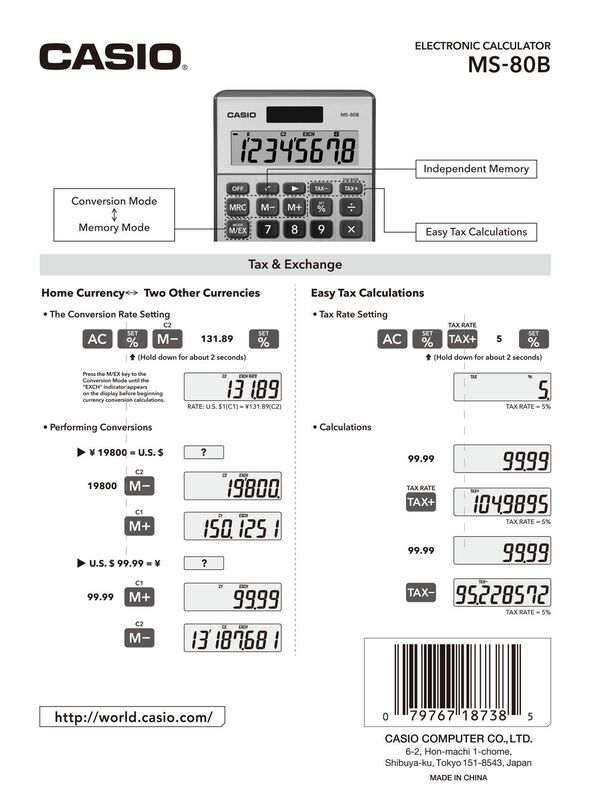 Calculadora De Sobremesa Casio Ms-80b Standard ... image number null