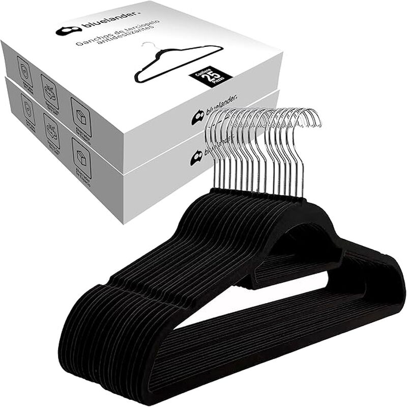 Ganchos de Terciopelo Negro para Ropa (50 pieza... image number null