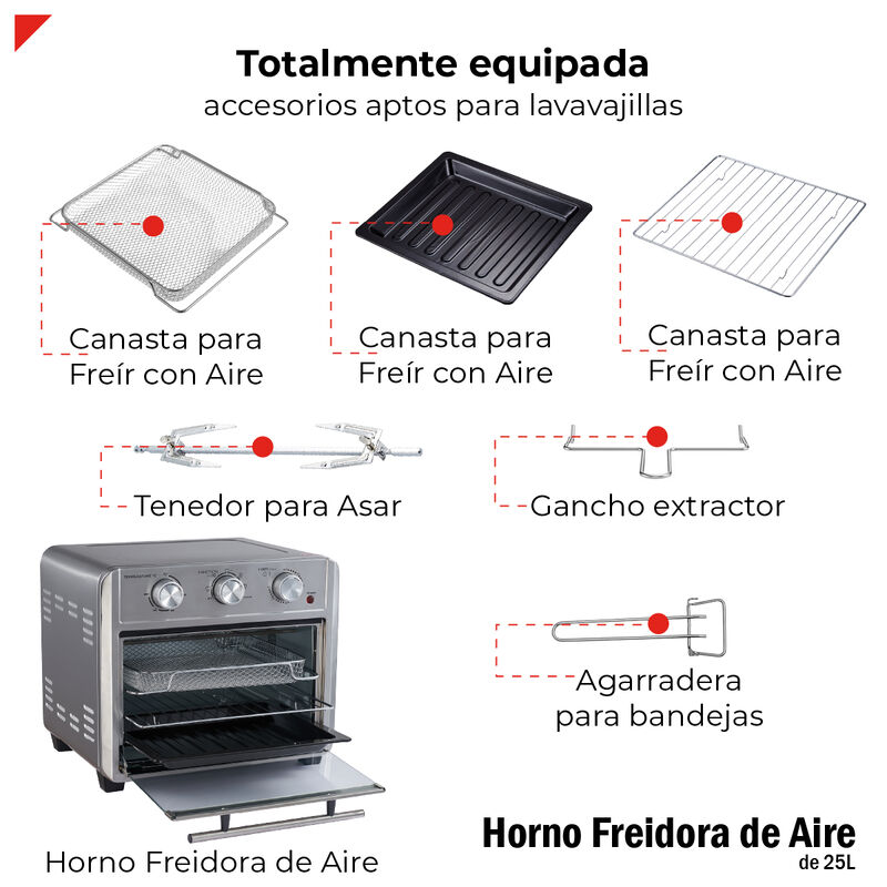 Horno Freidora De Aire Bogner 25l Baf25 6 En 1 ... image number null