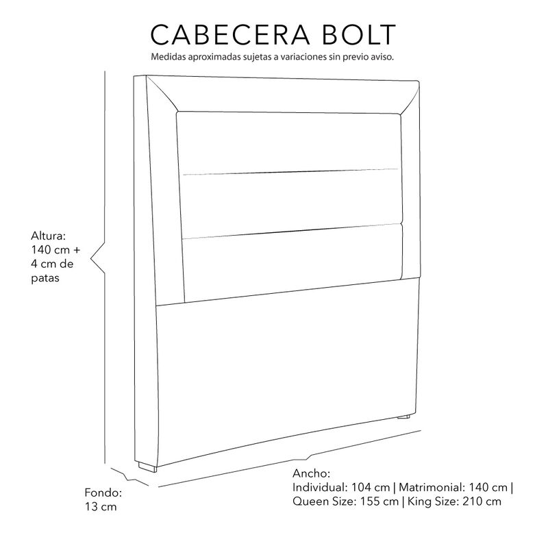 Cabecera Queen Size Dicasa Bolt Gris Oxford image number null